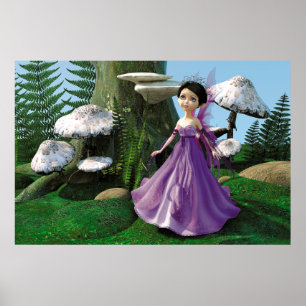 Kinder Waldfee Pilz Wald Kunst Poster