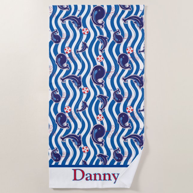 Kinder Wale und Delphine Strandtuch (Vorderseite)