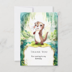 Kinder Wasserfarbe Otter Geburtstag Dankeskarte