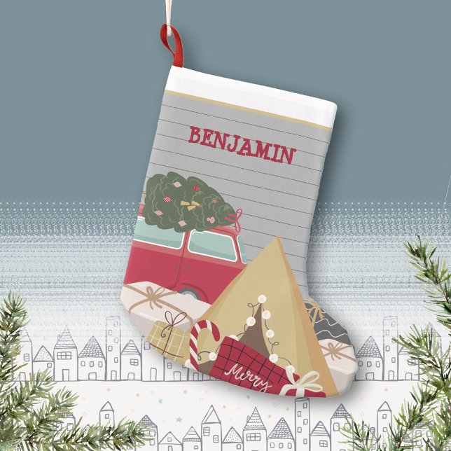 Kinder Weihnachten Camping Abenteuer Geschenke Was Kleiner Weihnachtsstrumpf (Kids Camping Adventure Gifts Watercolor Small Christmas Stocking ©Susanne Sachers - Sunny Mind 🌞)