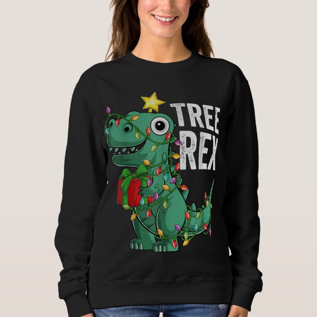 Kinder Weihnachten Dinosaurier Tree Rex Pajamas Kl Sweatshirt (Vorderseite)