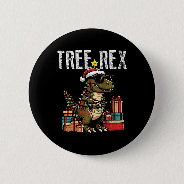 Kinder Weihnachten Dinosaurier Trex Xmas Trex Klei Button (Vorderseite)