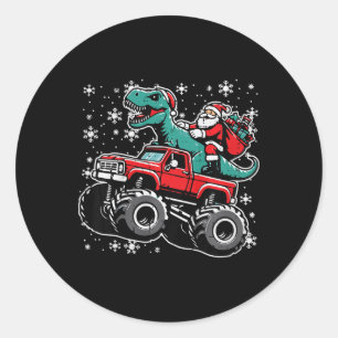 Kinder Weihnachten Monster Truck Dino Weihnachtsma Runder Aufkleber