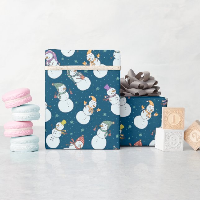 Kinder Weihnachten Niedlicher Schneemann in Hats B Geschenkpapier (Babyparty)