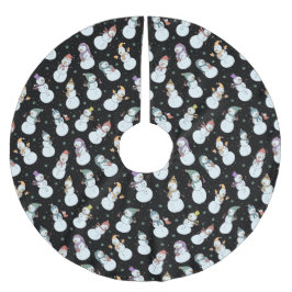 Kinder Weihnachten Niedlicher Schneemann in Hats Polyester Weihnachtsbaumdecke