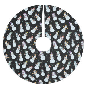 Kinder Weihnachten Niedlicher Schneemann in Hats Polyester Weihnachtsbaumdecke