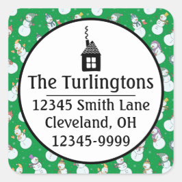 Kinder Weihnachten Niedlicher Schneemann in Hats R Quadratischer Aufkleber