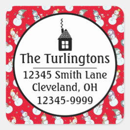 Kinder Weihnachten Niedlicher Schneemann in Hats R Quadratischer Aufkleber