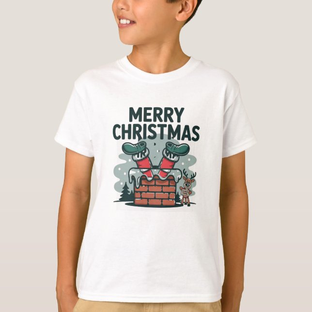 Kinder Weihnachten T - Shirt - Merry & Bright mit  (Vorderseite)