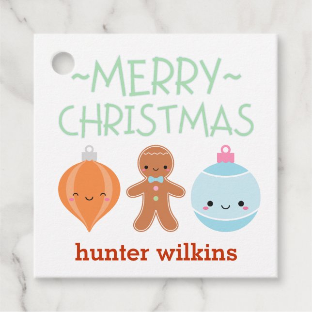 Kinder Weihnachts Pastell Icons Gefallen Tag Geschenkanhänger (Vorderseite)