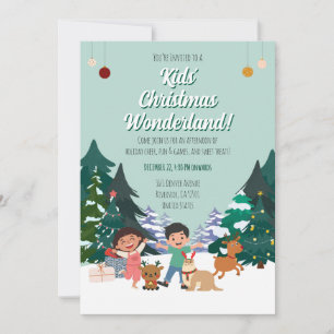 Kinder-Weihnachts-Wunderland-Party-Feiertags-Wald Einladung