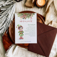 Kinder Weihnachtself-Junge Hallo Brief Einladung