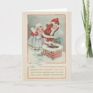 Kinder-Weihnachtskarte am Schornstein Feiertagskarte