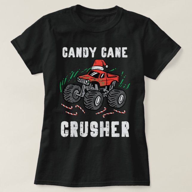 Kinder Weihnachtsmonster Truck Candy Cane Crusher  T-Shirt (Design vorne)