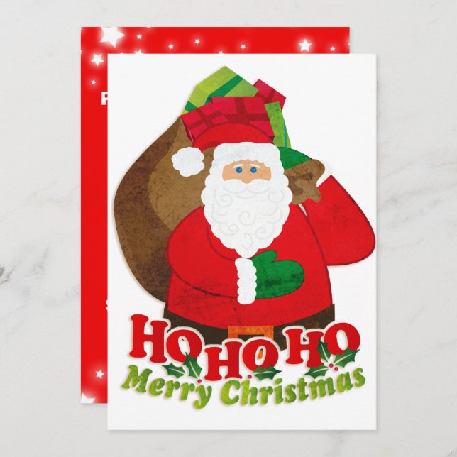 Kinder Weihnachtszeit Party Einladung Santa Rot &  (Vorne/Hinten)