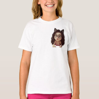 Kinder weiß mit Niedlichem Curly Hair Girl-Hemd T-Shirt