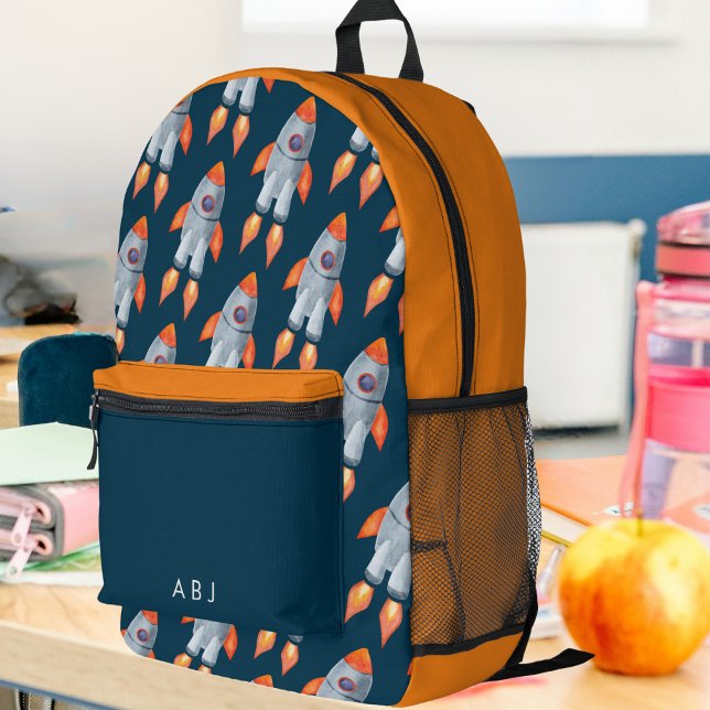 Kinder Weltraumrakete Mit Monogramm Bedruckter Rucksack (Von Creator hochgeladen)