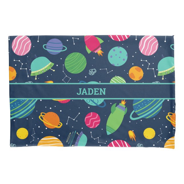 Kinder Weltraumraketen Planeten Konstellationen Kissenbezug (Vorderseite)