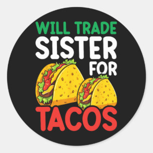 Kinder werden Schwester für Tacos tauschen Kleinki Runder Aufkleber