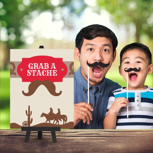 Kinder Western Rot "Grab a stache" Gastgeschenk Ze Poster (Von Creator hochgeladen)