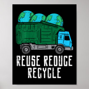 Kinder wiederverwenden Gerecycelt Garge Truck Eart Poster