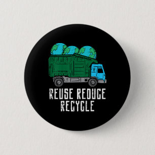 Kinder wiederverwenden Gerecycelt Müllfahrzeuge re Button
