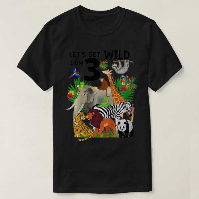 Kinder Wild machen Ich bin 3 Zoo Birthday Animal W T-Shirt (Design vorne)