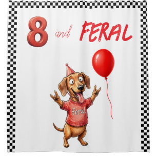 Kinder-Wilder-Dachshund-Geburtstags-Hintergrund-Vo Duschvorhang