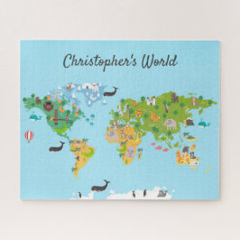 Kinder World Map Animes Moderne Monogram Name fun Puzzle