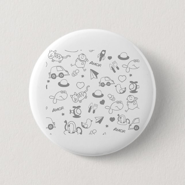 Kinder zeichnen Baby Fish Cat Pattern Car Book Button (Vorderseite)