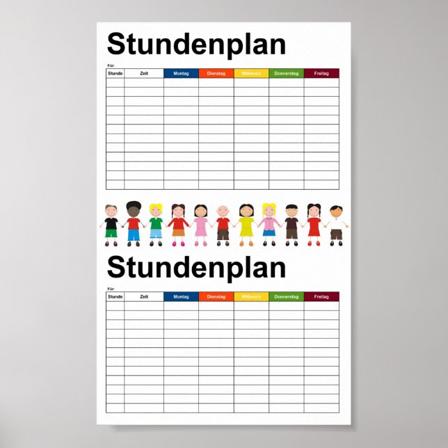 Kinder / Zeitplan Poster (Vorne)