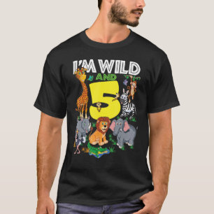 Kinder Zoo Safari Trip 5. Geburtstagsparty I m Wil T-Shirt