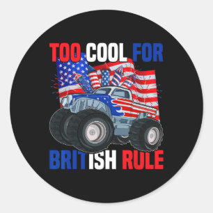 Kinder zu Cool für die britische Regel 4. Juli Runder Aufkleber