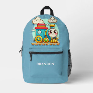 Kinder Zug Jungen Blau Benutzerdefinierter Name Bedruckter Rucksack