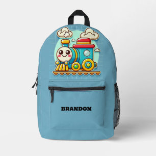 Kinder Zug Jungen Blau Benutzerdefinierter Name Bedruckter Rucksack