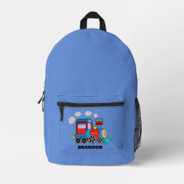 Kinder Zug Jungen Blau Benutzerdefinierter Name Bedruckter Rucksack