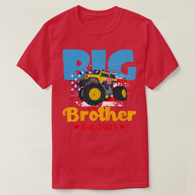 Kinder zum Großen Bruder 2023 Monster Truck Ba T-Shirt (Design vorne)