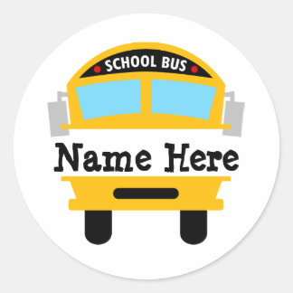 Kinder zurück zum Schulbus - Persönlicher Name Runder Aufkleber