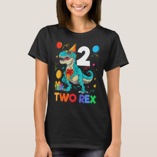 Kinder Zwei Rex 2. Geburtstag Zweiter Dinosaurier T-Shirt