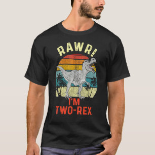Kinder zwei Rex Geburtstag 2 Jahr alt Dinosaurier T-Shirt