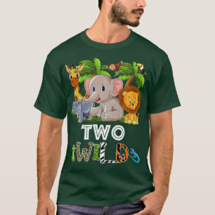 Kinder Zwei wilde Zoo Thema Geburtstag Safari Jung T-Shirt