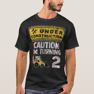 Kinder Zweite LKW Geburtstagsbau Gespannt lustig T-Shirt