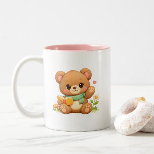 Kinder-Zweitön-Tasse "Märchen lesender Bär" Zweifarbige Tasse