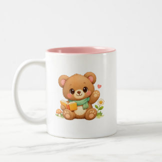 Kinder-Zweitön-Tasse | "Märchen lesender Bär" Zweifarbige Tasse