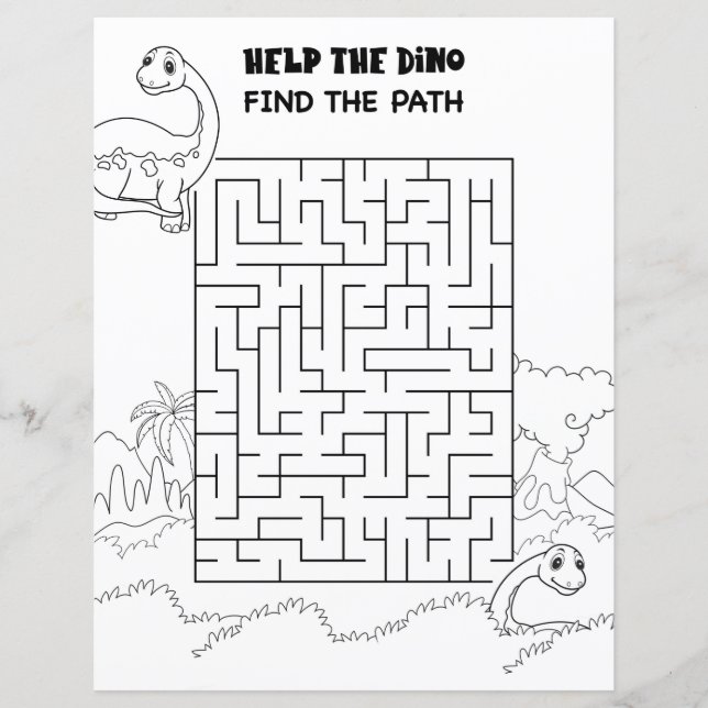 Kinderaktivität Long Neck Dinosaur Maze Fun Puzzle (Vorderseite)