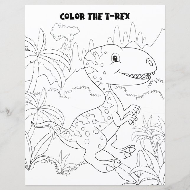 Kinderaktivität Spaß T-Rex Dinosaur Farbseite Seit (Vorderseite)