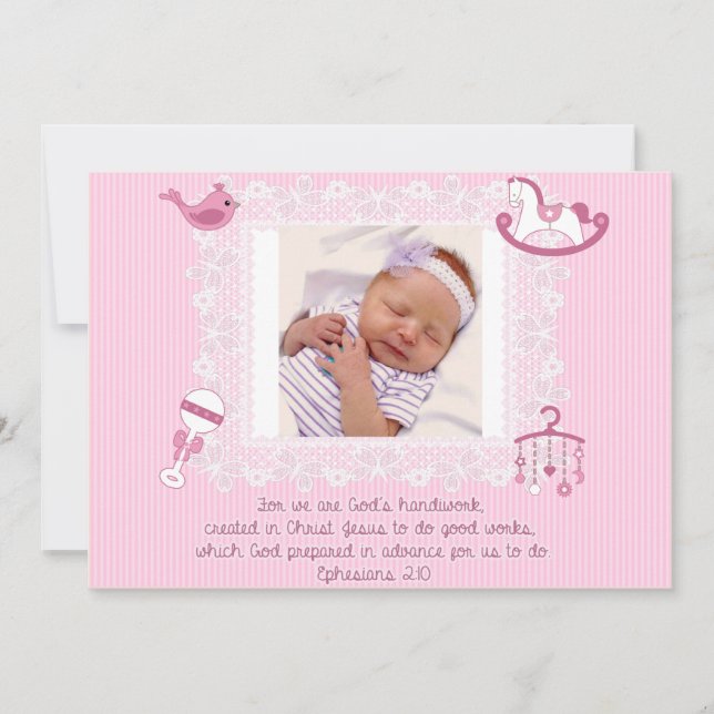 Kinderankündigung, Christliche Mädchenskriptur Ankündigung (Vorderseite)