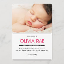 Kinderankündigung in Schwarz, Weiß und Rosa