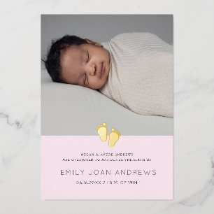 Kinderankündigung Modernes Kinderfuß - Mädchen Folieneinladung