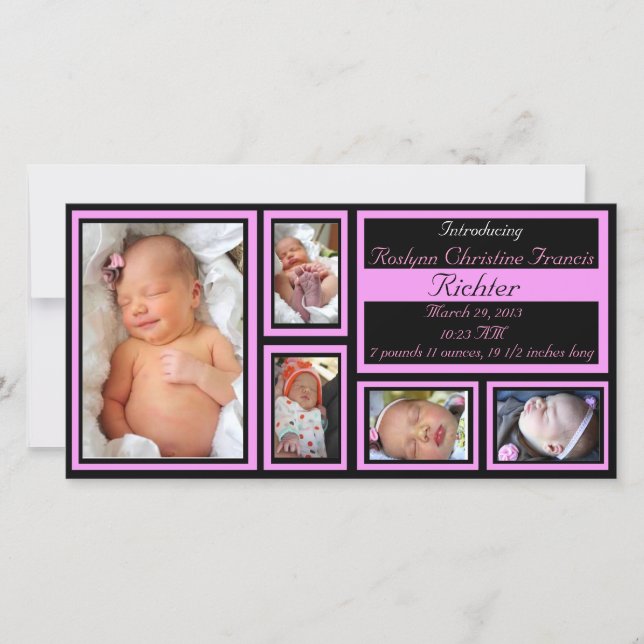 Kinderankündigung - Rosa Ankündigung (Vorderseite)